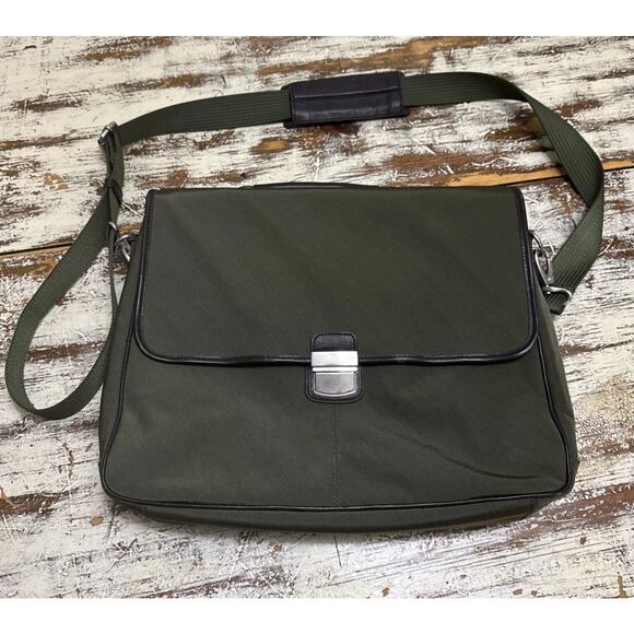 Banana Republic Messanger Computer Laptop Bag Backpack Olive Green - Picture 1 of 9